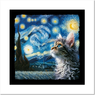 Laperm Starry Night Inspired - Artistic Cat Posters and Art